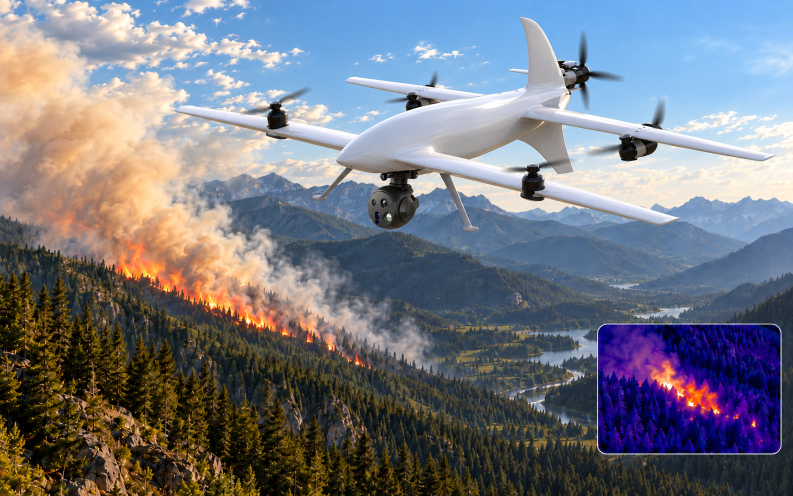Wildfire Patrol from the Sky: AT-G18Y VTOL UAV and MT11 Multi-Sensor Payload