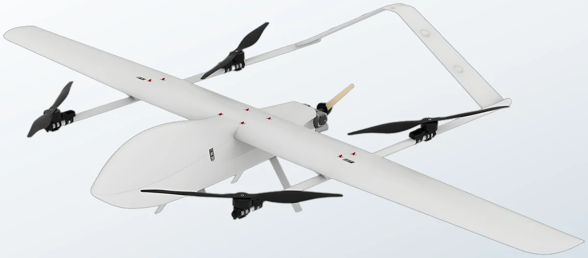AT-G45 Hybrid-Electric VTOL Fixed-Wing UAV — อากาศยานปีกตรึงขึ้น-ลงดิ่ง