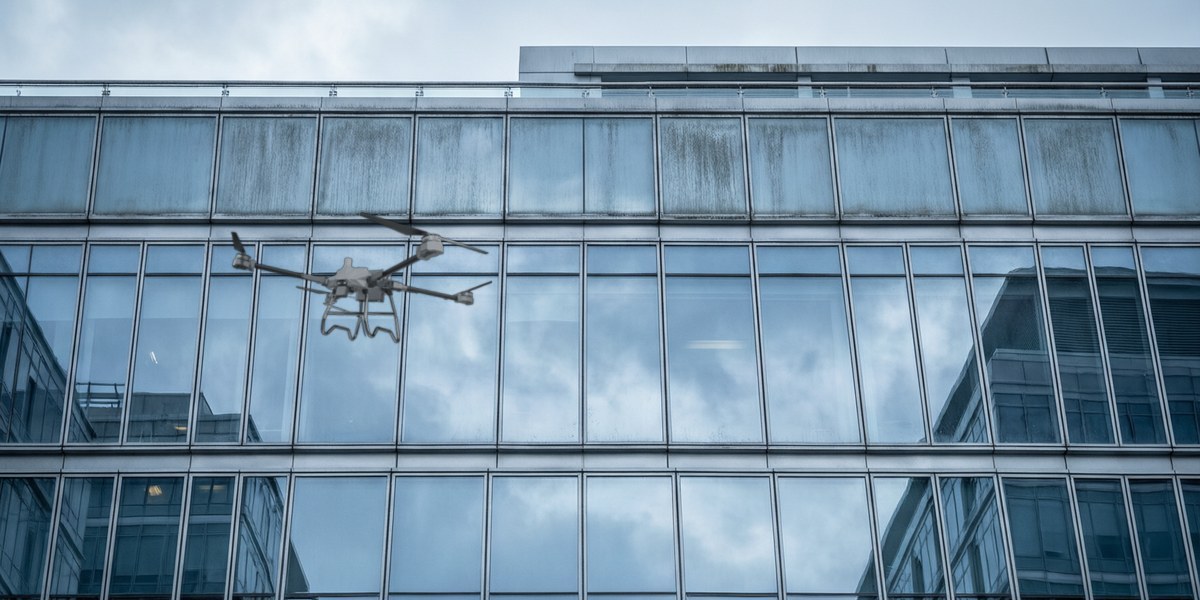 Façade, Glass and Panel Cleaning by UAV